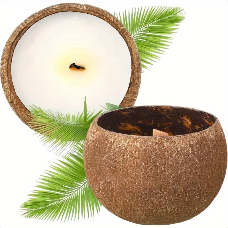 TEMU Coconut Shell Candle - A Tropical Beach Gift For Christmas, Perfect For Home Decor, Measuring 3.94 X 2.76 Inches