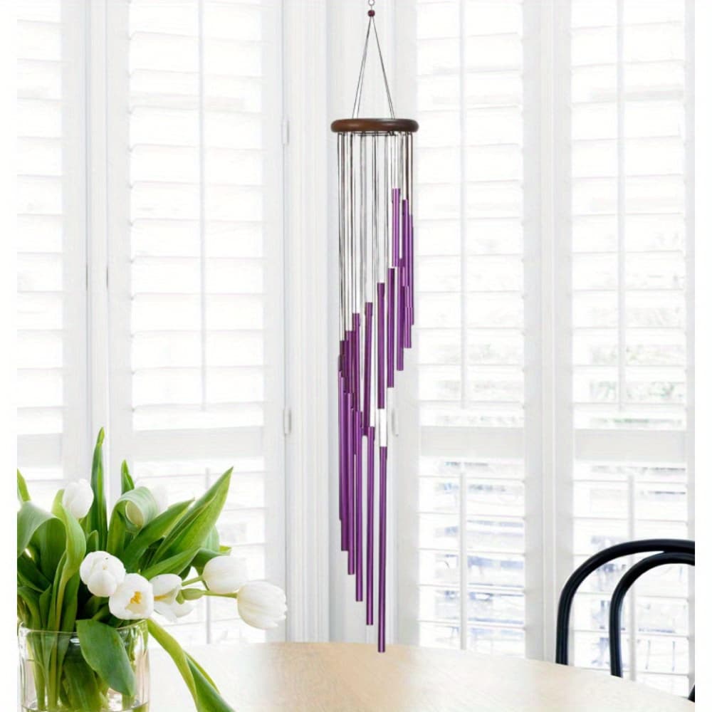 TEMU 18-pipe Stunning Chime - Soothing Outdoor Garden Decoration With S Hooks, Durable Aluminum Construction, And Mesmerizing Sound Effects - Patio, Yard, Or Porch