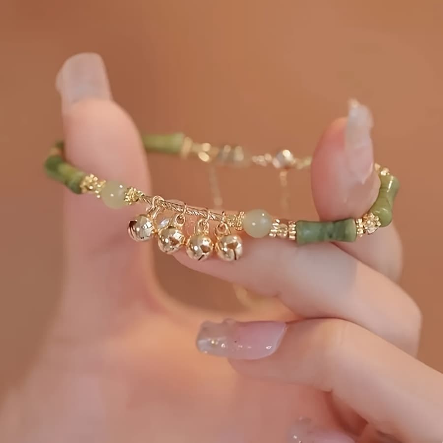 TEMU Bamboo Joint Braided Rope Wind Chime Jewelry | Daily Versatile Jewelry | Couple's Bracelet(handmade Bamboo Joint Bell Sound