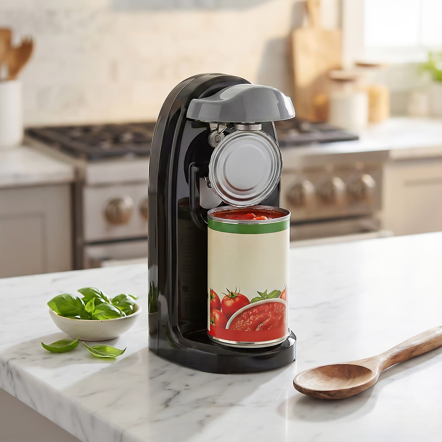 TEMU Automatic Electric Can Opener 3-in-1 With Knife Sharpener & Bottle Opener - Operation, Storage &, Plug-in (-type Socket/ Plug) For Home Kitchen - Heavy Duty Appliance