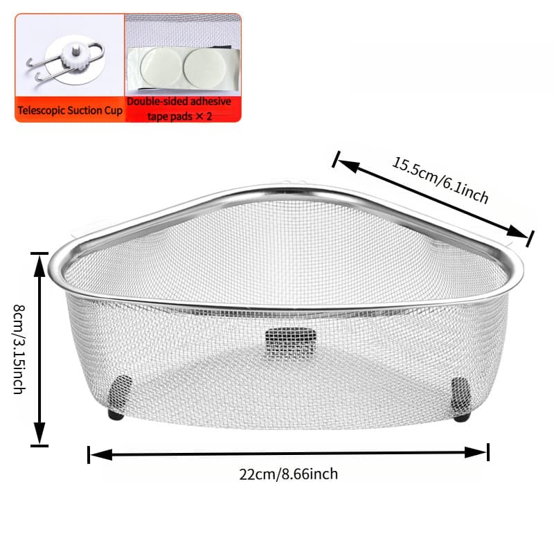 TEMU Kitchen Sink Strainer With Food Catcher, Triangular Clip, Filter Screen, Sink Strainer, Multi-functional , And Mesh Stainless Steel Filter