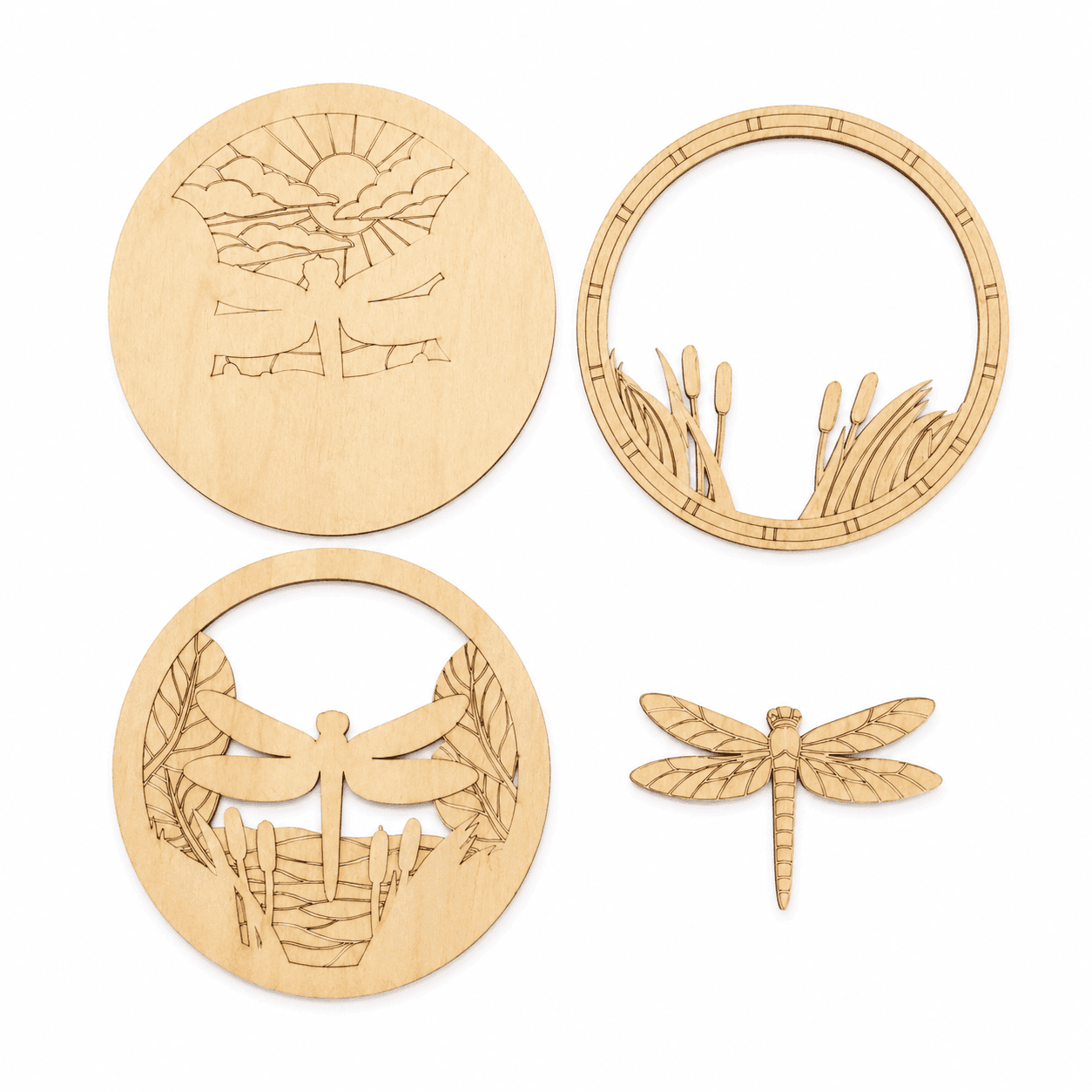 TEMU 2d Flat, 2d Multi-level Wooden Art Set, Coloring Dragonfly Woodworking Handicraft Set, 4-layer Wooden Painting Set, Decoration, Suitable For Walls, Shelves, Desk, And Gifts