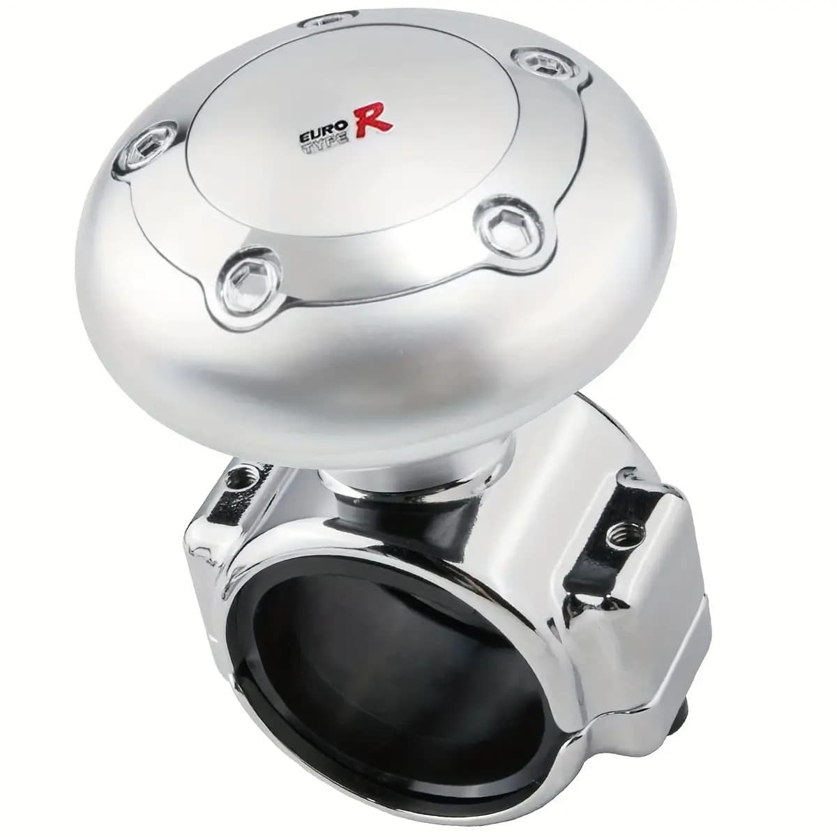 TEMU 1pc Universal Steering Wheel Enhancer, Made Of Plastic, Featuring An Ergonomic Spherical Grip With A Non-slip Rubber Strip, Designed For Easy Rotation And With Screws, Suitable For Most Vehicles
