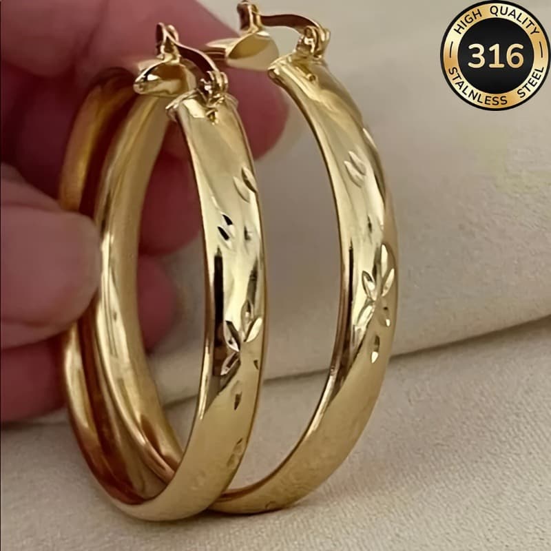 TEMU Elegant Vintage Hoop Earrings Made Of Hypoallergenic Steel With A Golden , Or Party Use During The Autumn And Winter . Are For And Dates, For Christmas