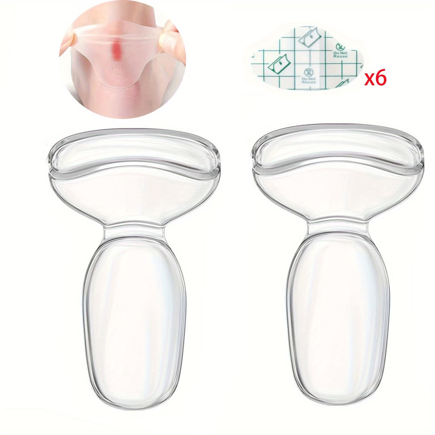TEMU 8pcs Women Silicone Heel Pad Set, Transparent Shoe Size Reducer Insoles. Includes 2 Anti-slip Heel Cushions & 6 Waterproof Anti-blister Heel Stickers, Heel Inserts For High Heels