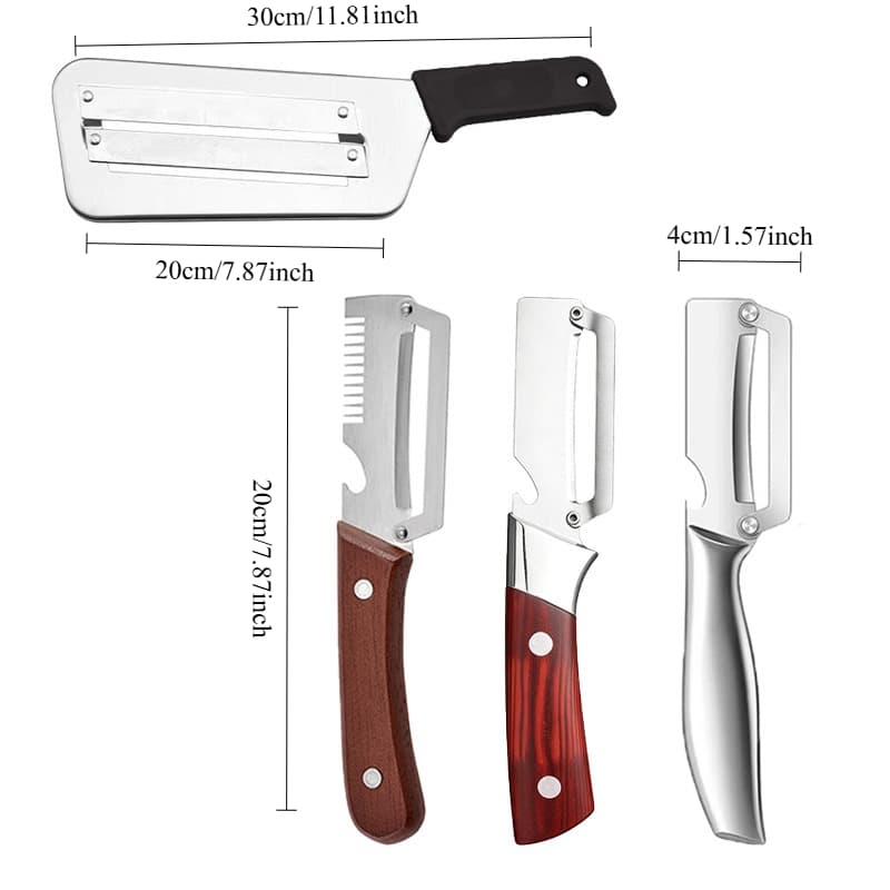 TEMU 4pcs Stainless Steel Small Kitchen Knife Set, Solid Wood Non-slip Handle, Multi-functional Peeler For Cutting , Fruits, And Vegetables