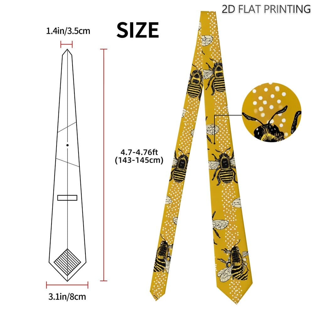 TEMU 1pc Yellow Bees Print Tie – A Gift For The Stylish And Man, Perfect For Birthdays, Anniversaries, And Weddings