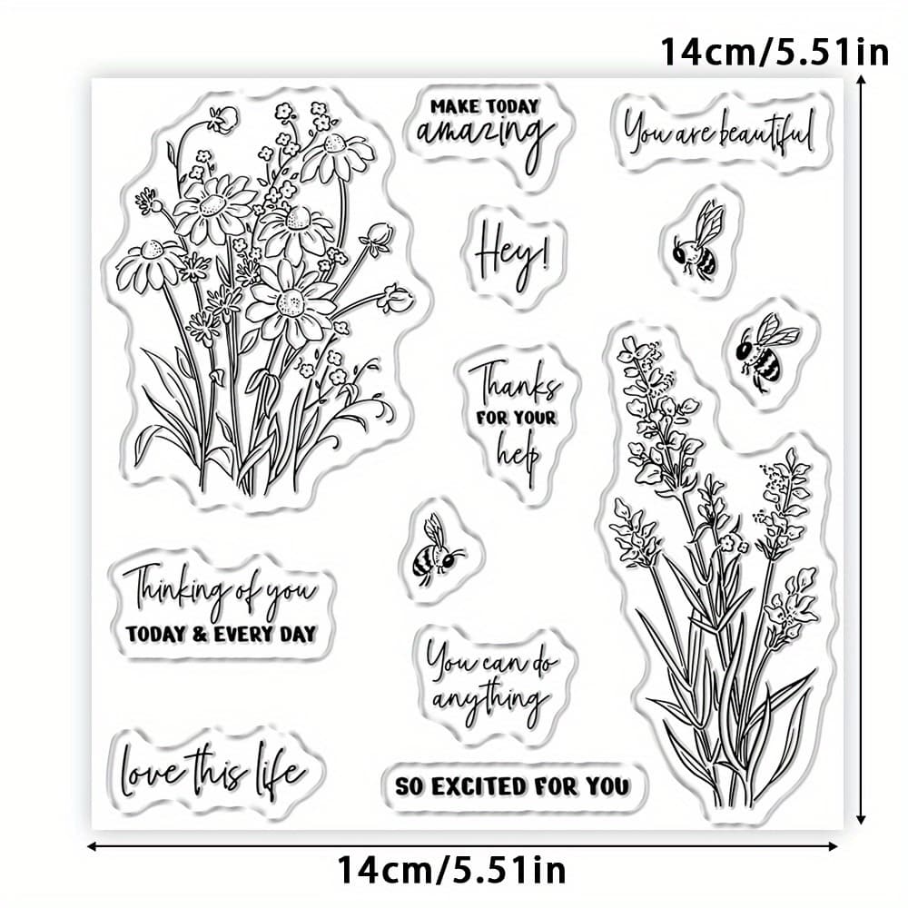 TEMU 1pc Authentic Clear Stamps Featuring Blooming , Along With Metal Cutting Dies, Perfect For Projects Like Scrapbooking, Card Making, And Diary Embellishments For The Graduation Season