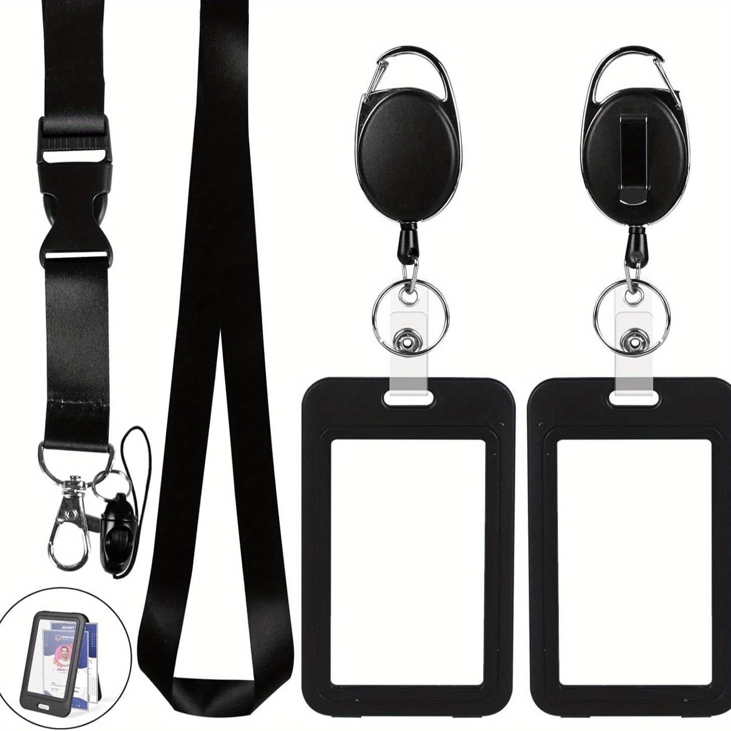 TEMU Retractable Lanyard Neck Badge Reversible Transparent Id Card Holder Employee Badge Chest Card Bus Pass Case