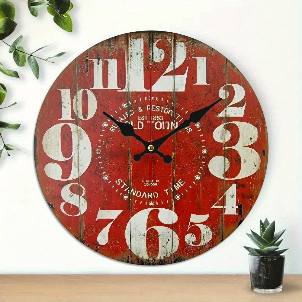 TEMU Round With Silent Quartz Movement - Retro Minimalist Face - Hands, Neutral Color For Office, /christmas/housewarming Gift Suitable For Birthdays, Christmas, Decor, 2d Flat