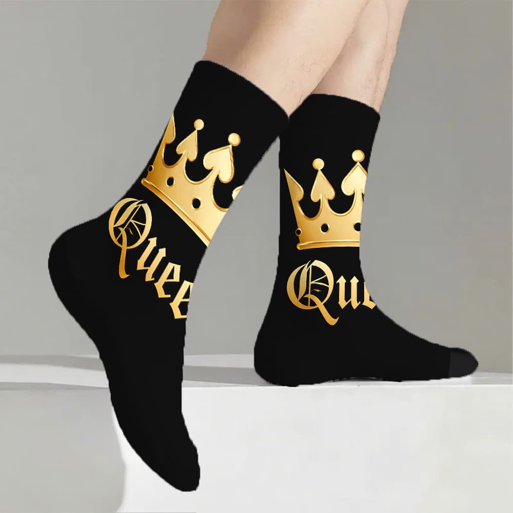 TEMU [jit] Fashionable Modern - Style Men' S Mid - Calf Socks, A With On It, Modern, Soft Socks - Combining With Outdoor For Christmas, Halloween, And