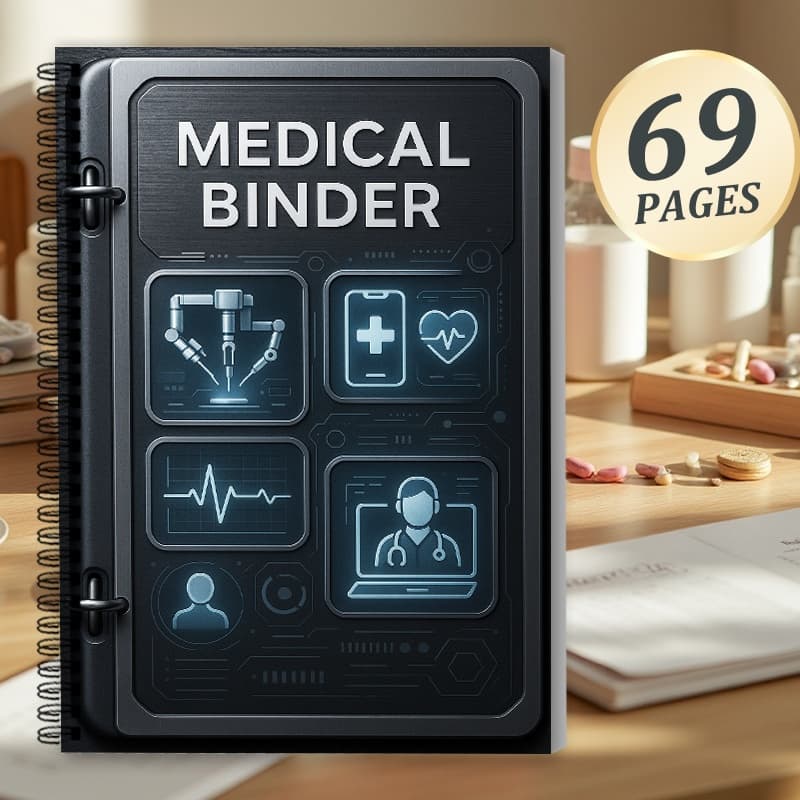 TEMU 69-page Personal Medical Binder (black Medical Folder) - Technology - Spiral Notebook - Applicable To Medication And - Emergency Medical