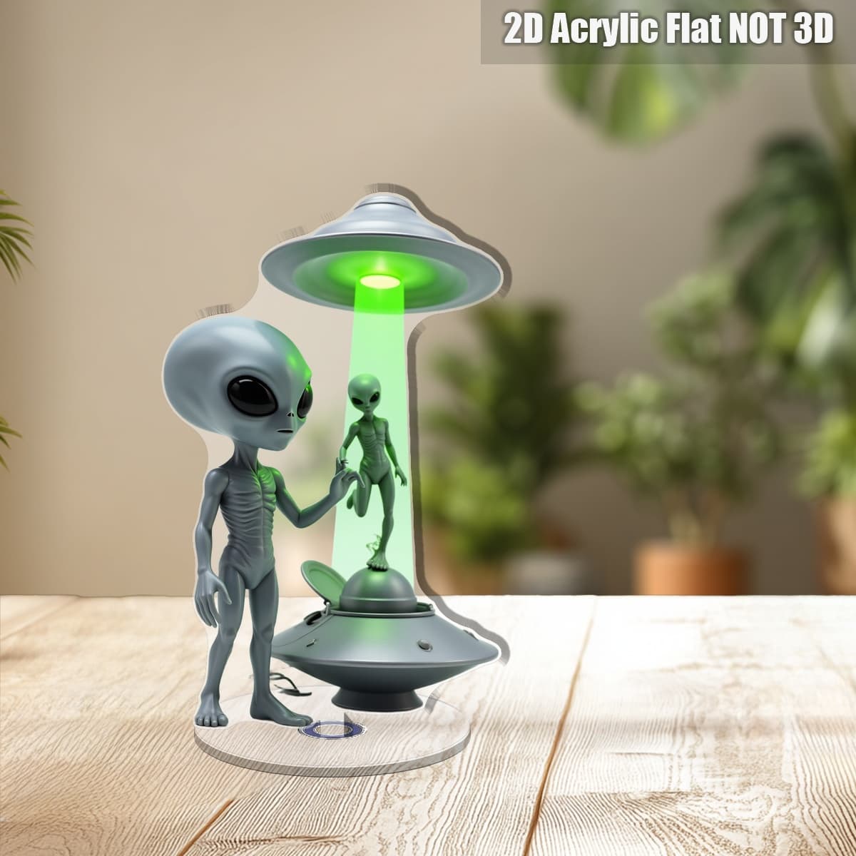 TEMU 2d Flat - 1pc 2d Flat Rotatable Acrylic Home Gift Featuring An And Ufo , Perfect For Sophisticated Holiday Decoration, Ideal For A Mantel Or Bedroom Unique Display