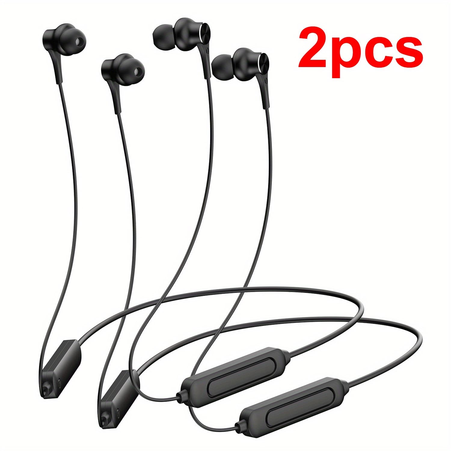 TEMU 2pcs Neckband Magnetic Wireless Earbuds - Quick-charge Sports Earphones, Push-button Controls, Ideal For Running & Exercise