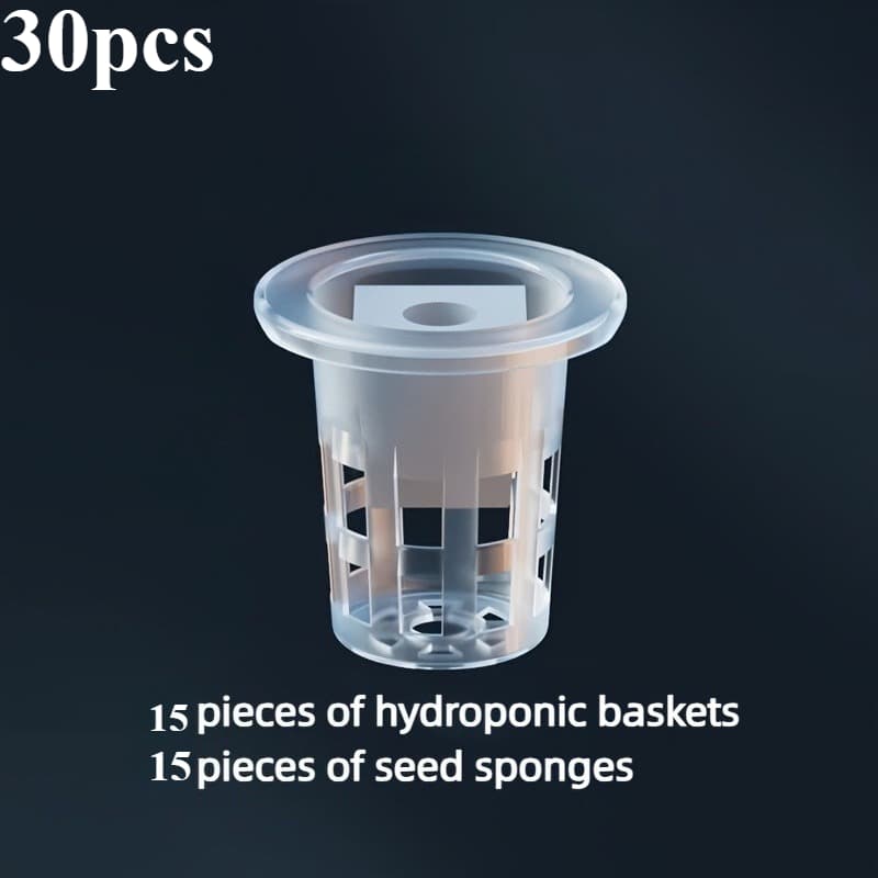 TEMU 30pcs Hydroponic Seedling Basket Set (including 15 Planting Baskets And 15 Seedling Sponges) | Seed Fixed Anti-drift Transparent Root System Balcony Greenhouse Hydroponic Seed System Additions