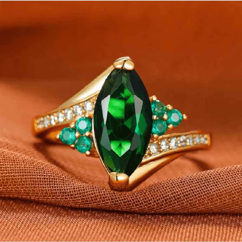 TEMU Of Elegant Green Zirconia Ring, In 7 Sizes, Luxurious Vintage Style For Daily Leisure, Parties, Weddings - Ideal Gift For , Wedding Jewelry|vintage |durable Zirconia Ring, Zirconia Jewelry