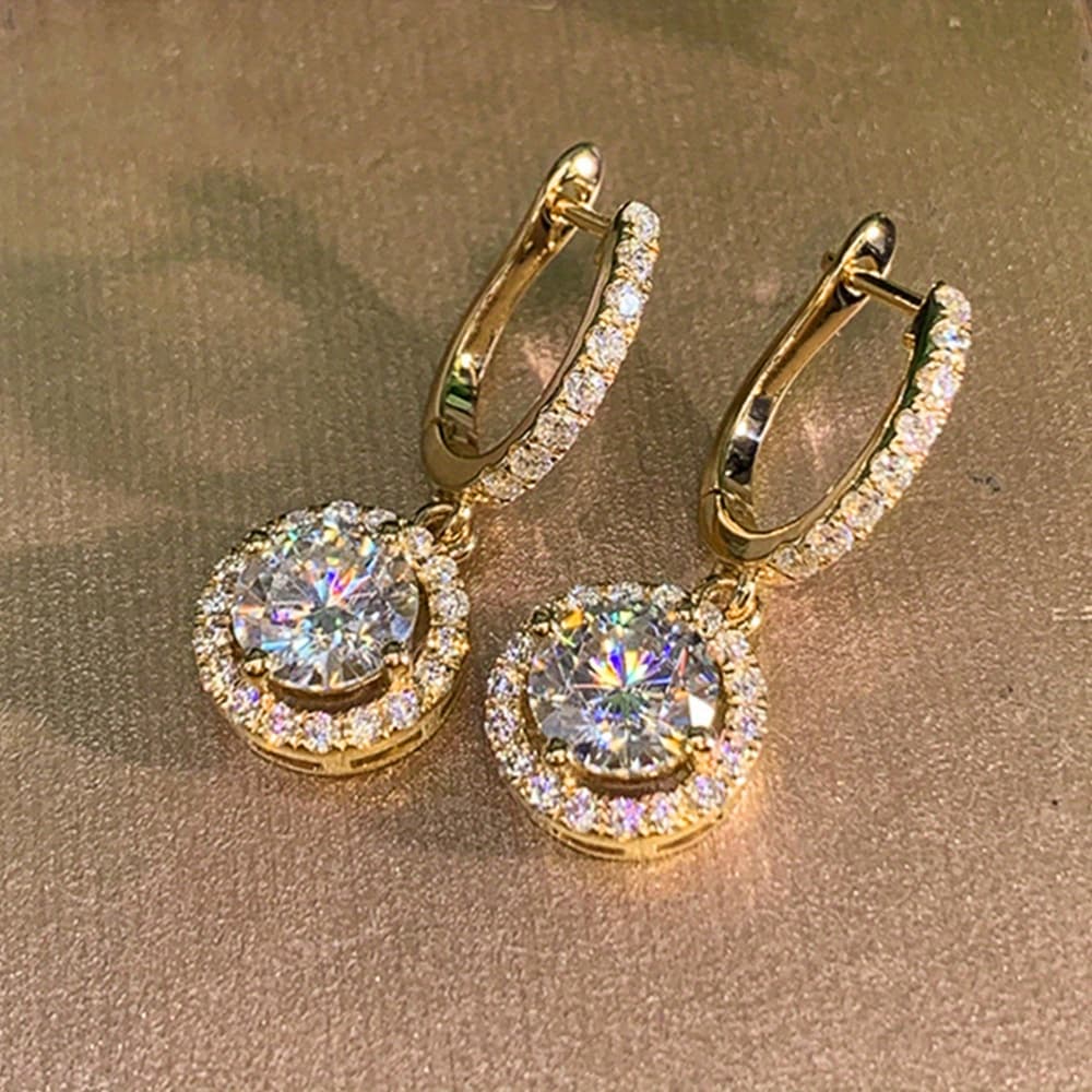 TEMU Elegant Simple Inlaid Synthetic Zirconia Round Pendant Earrings For Women Wedding Daily Casual Party Wear