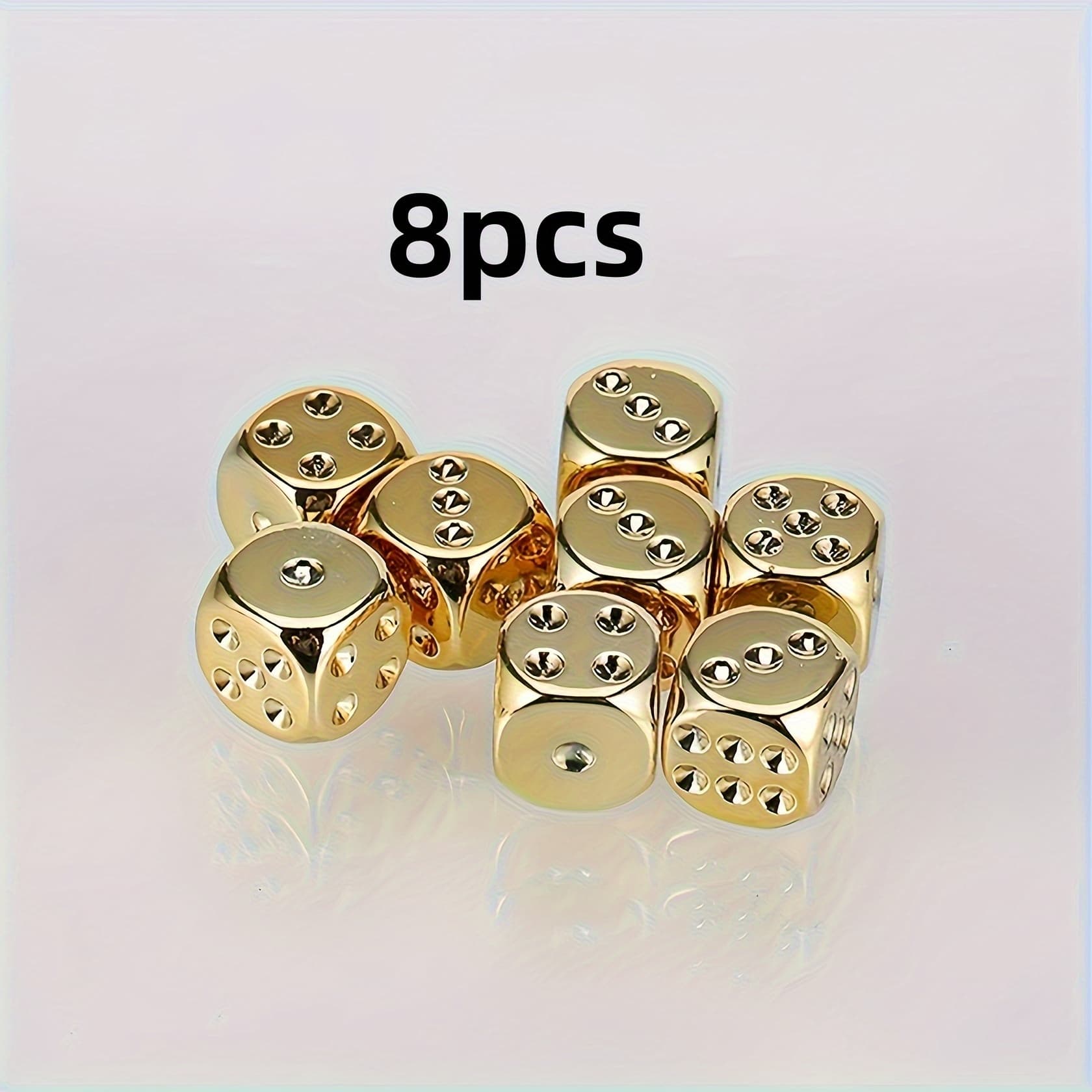 TEMU 8pcs Set Of Golden Dice Is An For Multiplayer Party Games, Including D6 Rolling Dice, Suitable For Club , Family Games, Christmas, Valentine's Day, Halloween, Thanksgiving