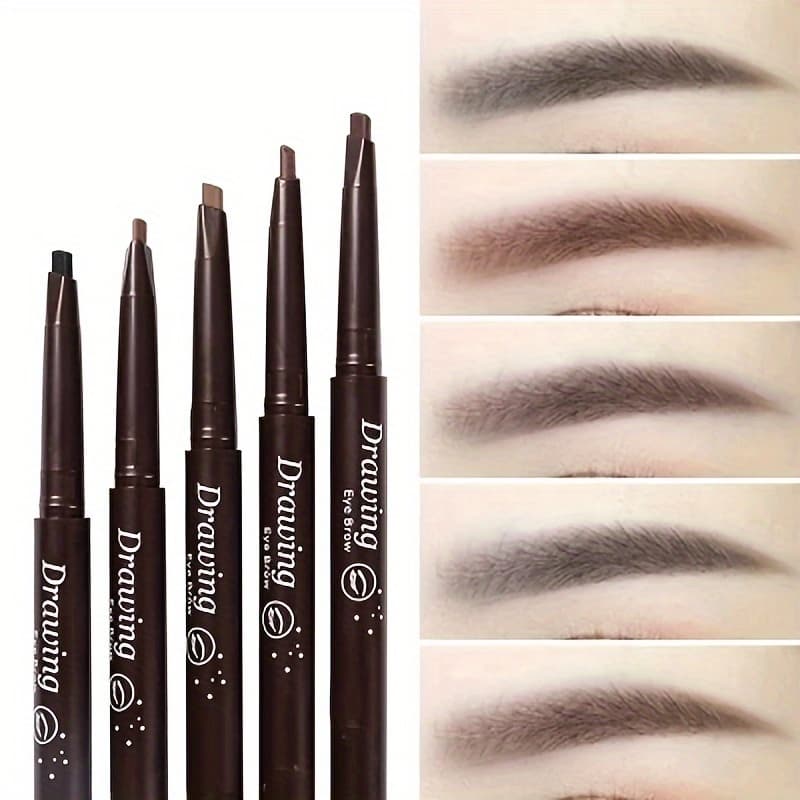 TEMU 5pcswaterproof 5 Colors Natural Makeup Double Heads Automatic Eyebrow Pencil Waterproof Long-lasting Easy Ware Eyebrow Pen With Eyebrow Brush