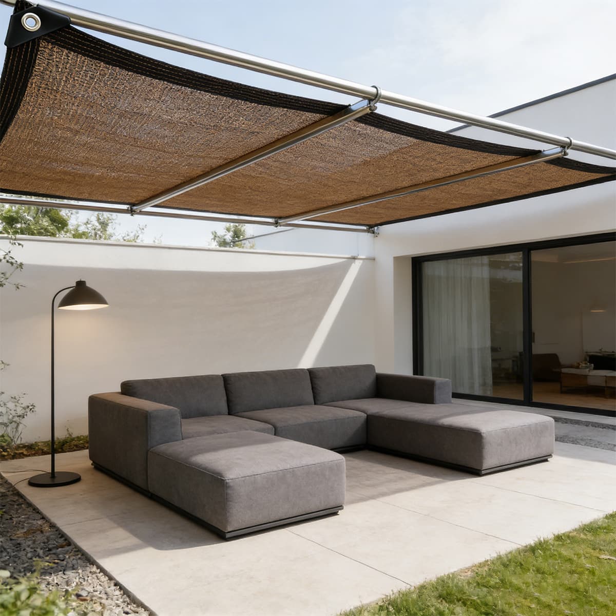 TEMU Brown Shade Net Shading Cloth, Suitable For Courtyards, Camping, Greenhouses, Parking Lots, Gardens, Or Dog Houses