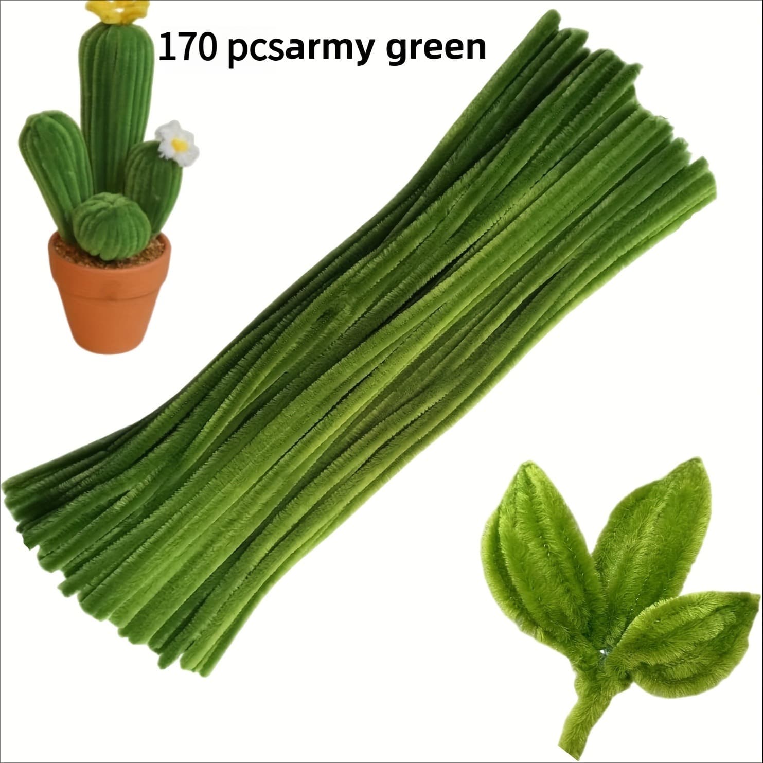TEMU 170pcs Army Cleaners, 12-inch Upgraded Thickened Pipe Cleaners, Chenille Stems For Art And Crafts, Handmade , Suitable For Art And Craft Project Creative Gifts