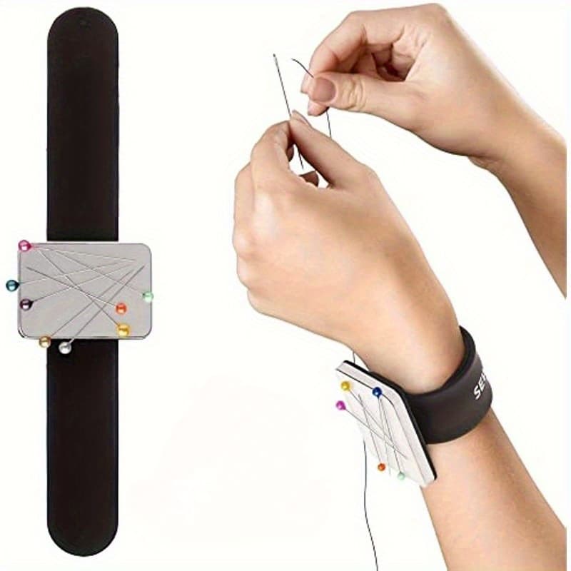 TEMU 1pc Magnetic Wrist Pin Cushion Compatible For Sewing & Quilting - Non-slip Needle Holder With Magnetic Pin, 5 Colors (,,,) - For Hand Sewing, Machine Quilting