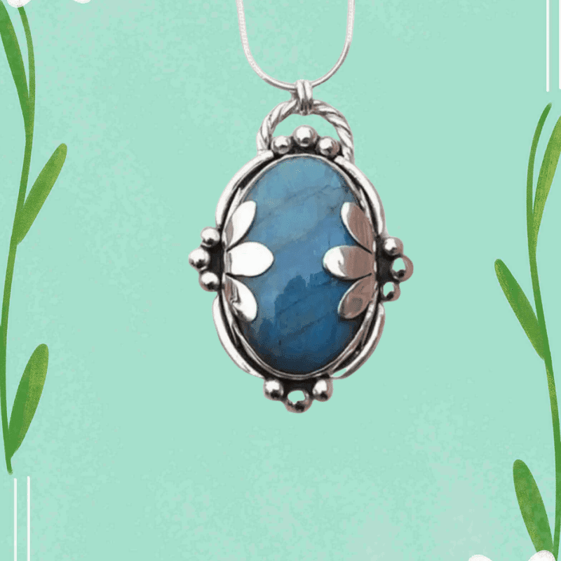 TEMU A Retro Oval Pendant Featuring A Blue Synthetic Stone, Trendy Necklaces For Men And Women, Perfect For Everyday Outfits And As Gifts For