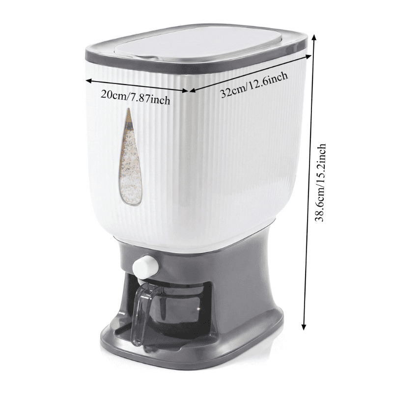 TEMU 22.05 Lb Extra-large Capacity Rice Dispenser, Household Airtight Moisture-proof Rice Storage Container With Time And Measuring Cup, Suitable For Kitchen Pantry Organization - 1pc