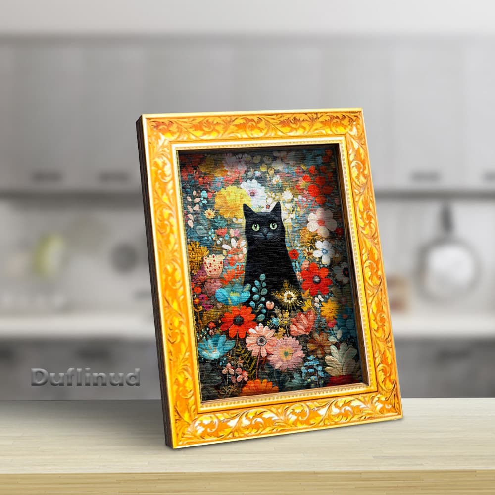 TEMU 1pc Wooden Vintage Black Cat And Refrigerator Magnet, Miniature Decorative , Wooden Fridge Magnet, Exquisite And Compact, Kitchen Accent, Holiday Gift, Creative Present, Back Is Full Of Magnets