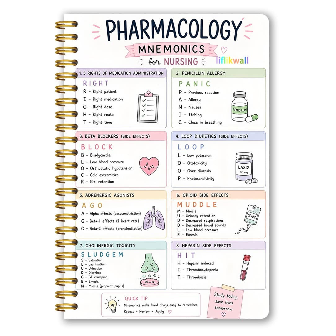 TEMU 1pc Nursing Theme Cover Spiral Notebook | 5.5x8.3in | Horizontal Inner Page | Suitable For Nursing Students' Notes, Duty Records, Medical Professionals' Notebooks, And Key Drug Point Records