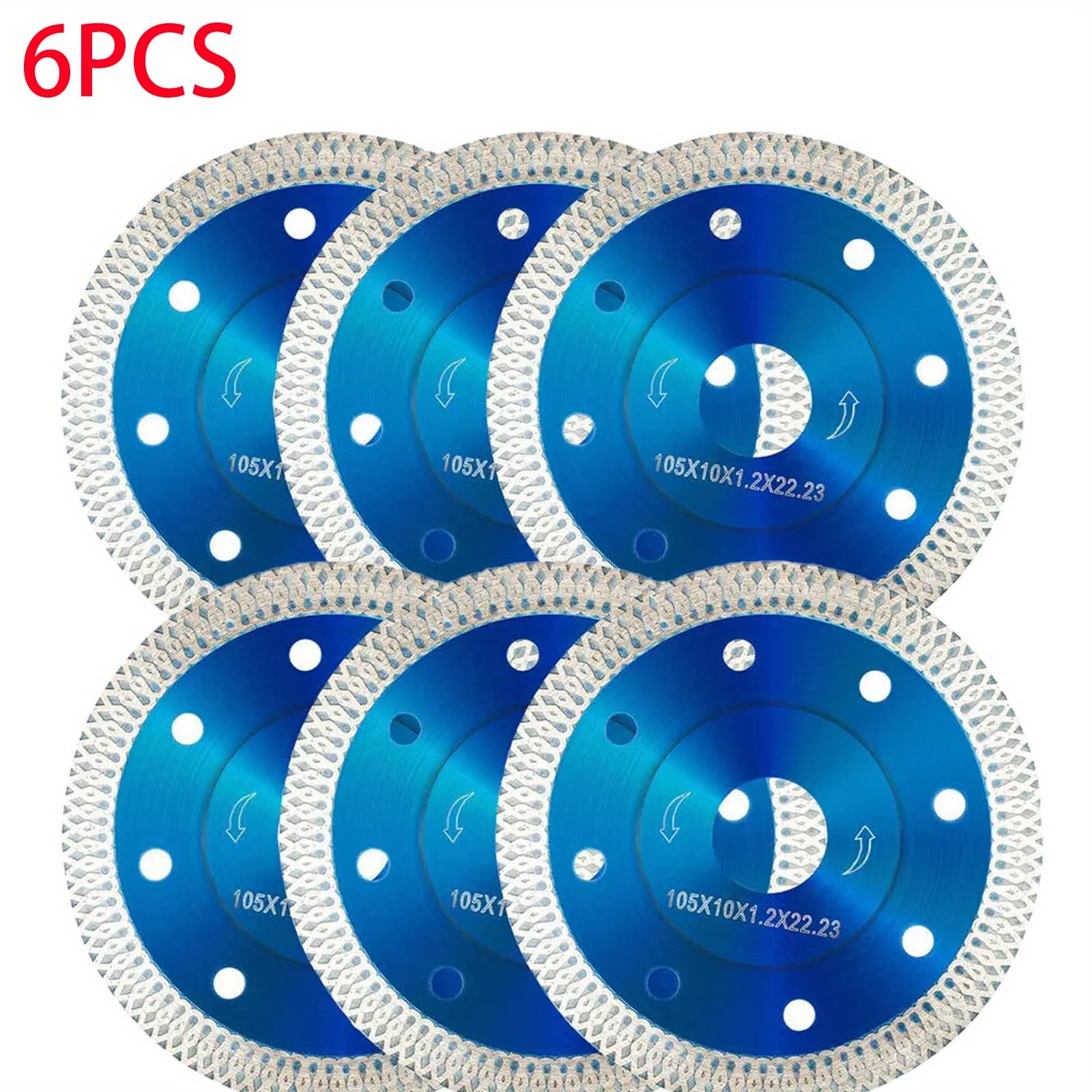TEMU 6pcs 4in Diamond Saw Blade Super Thin Porcelain Blade For Cutting Marble Granite Porcelain Tile (4"-6pcs)