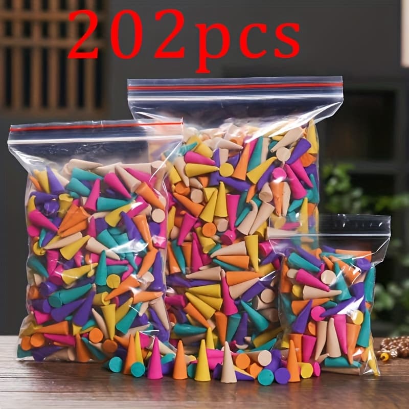 TEMU 202pcs Premium Incense Cones, Suitable For Home And Yoga- Sandalwood& Floral Scents, Meditation, Purification, And Bathroom Deodorizing