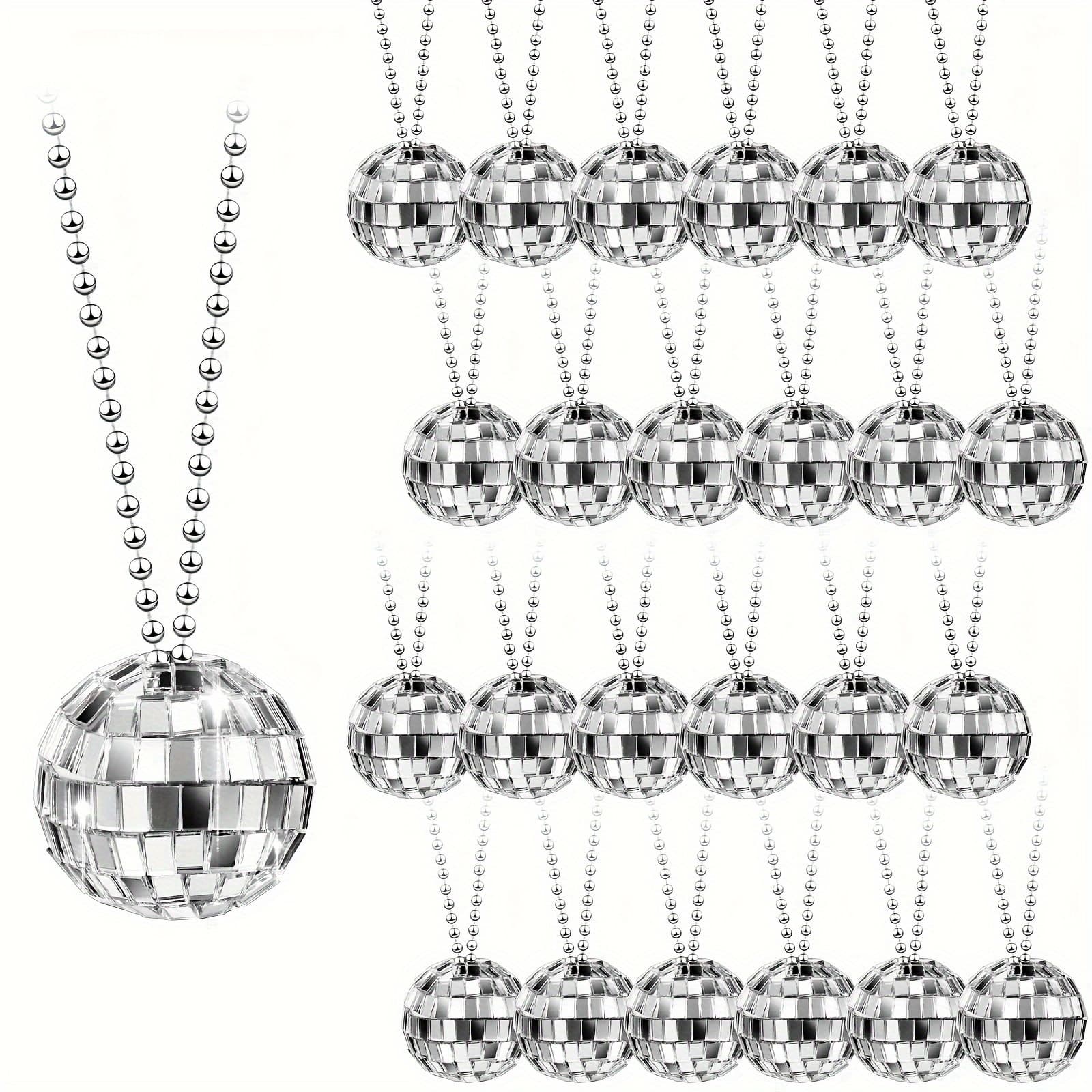 TEMU 10pcs Disco Necklace, 1970s Disco Party Necklace 1.18 "silvery Disco Ball Necklace For 1960s 1970s Disco Party Decoration Disco Party Favor Stage Game Accessories