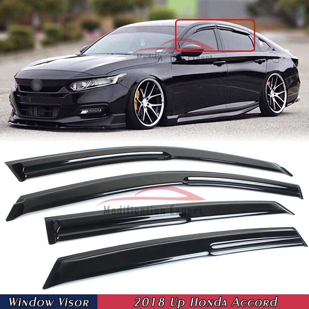 TEMU For 2018-2022 For Accord Jdm 3d Wavy Style Window Visors Vent Shade Sun Rain Guards Wind Deflectors 4pcs Set Black