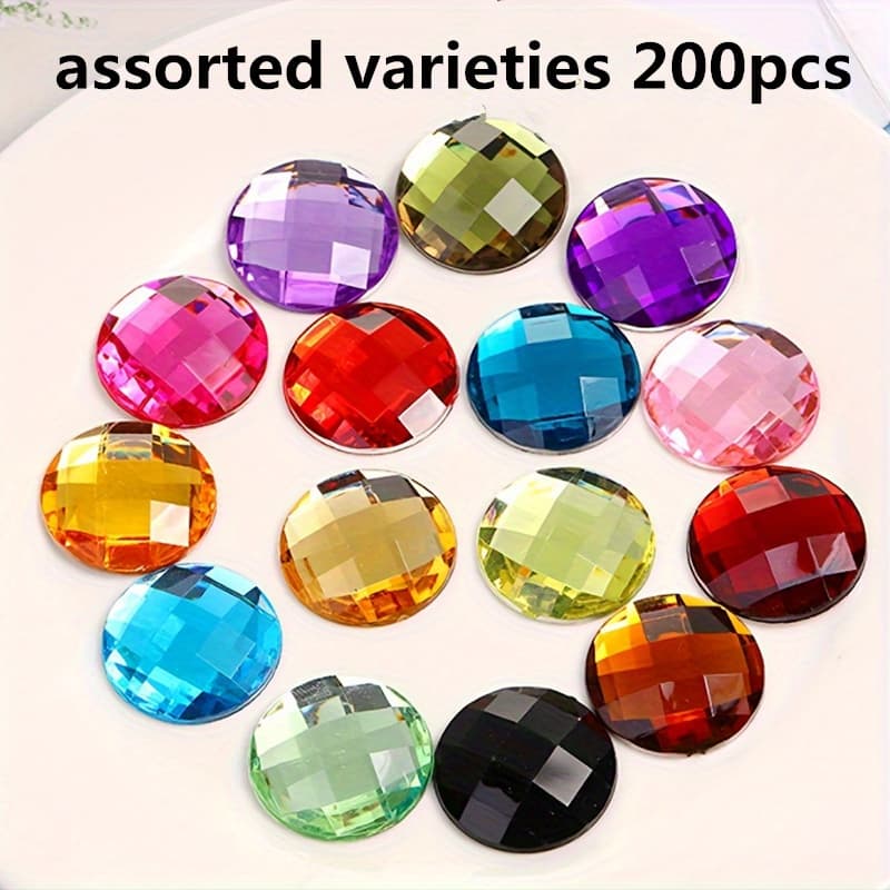 TEMU 2d Flat, 200pcs 0.8cm/0.31 Inch Flat Back Round Acrylic Beads For Clothing Accessories Random Color