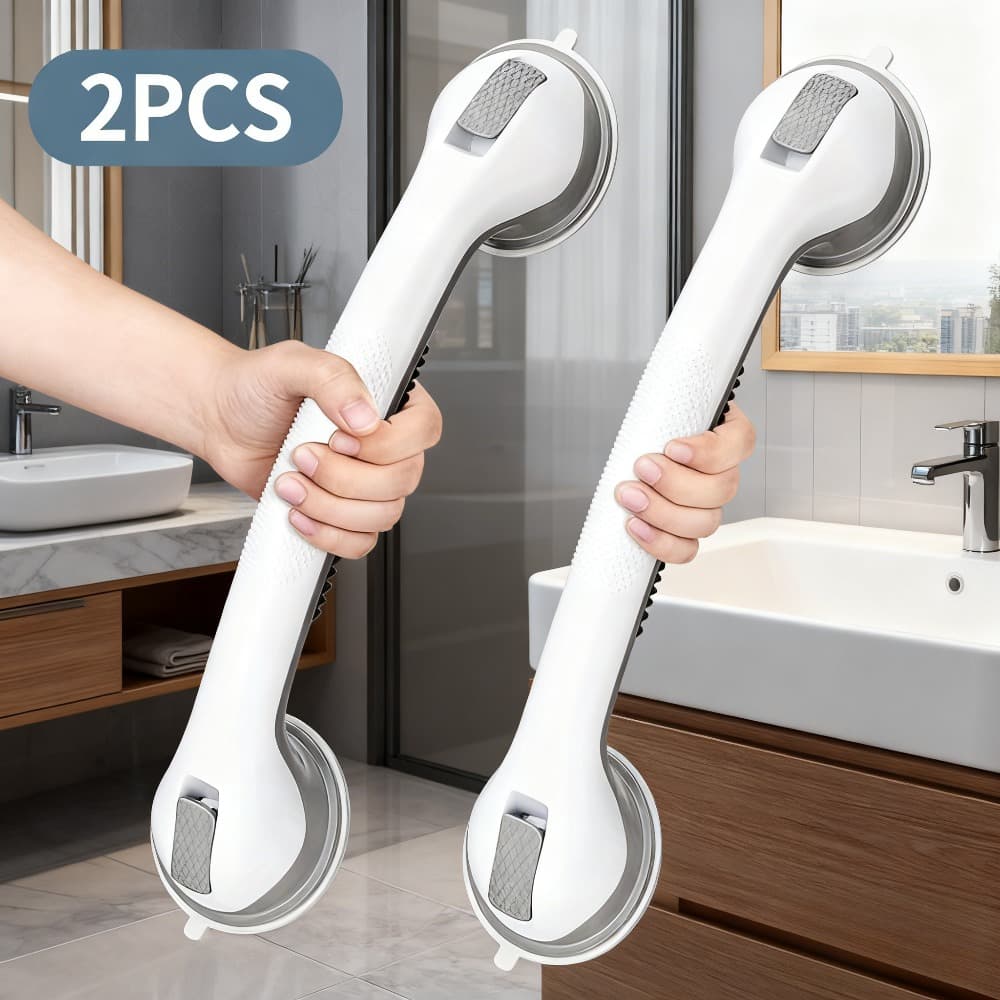 TEMU 2pcs 17-inch Suction Cup - No Drill Installation Anti-slip Shower Bathtub Safety Rail With Suction Cup Base, Handle For Toilet, Bathtub & Shower (for All Bathtubs, Including In Homes &