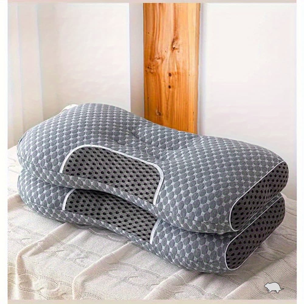 TEMU Ergonomic With Honeycomb Design - Dual-section Cervical Support For Neck And Head, 100% Polyester, Washable Cover, Zippered, Minimalist Style For Home Use, Enhances , Pillows For Sleeping
