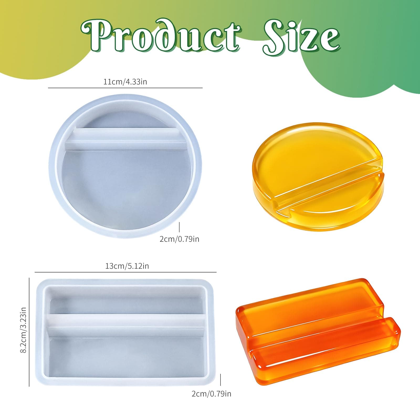 TEMU 2pcs Phone Stand Resin Molds Set, Square And Round Silicone Molds For Cell Phone Holders, Unique Epoxy Resin Molds For Craft Mobile Phone Bracket Home Office Desk Decor
