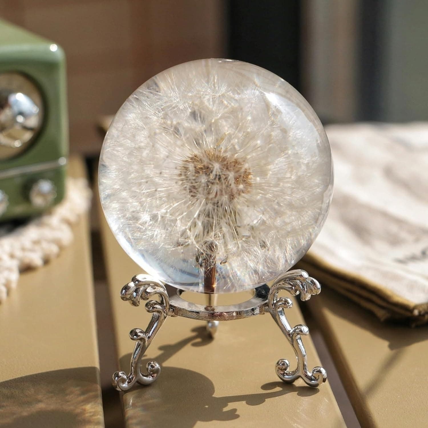 TEMU Real 60mm Dandelion Paperweight, Dandelion Resin Crystal Ball, Office Desktop Home Decor Gift For Dad, Mom, Teacher, Birthday, Wedding Valentine's 's Day Gifts