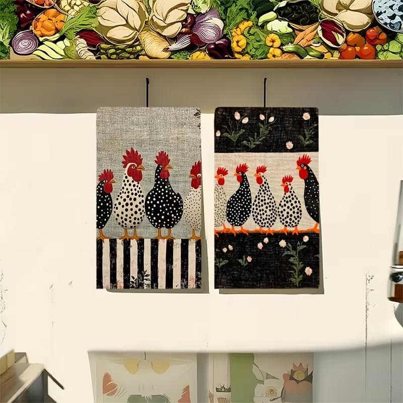 TEMU 2pcs Chicken Pattern Cute Kitchen Towels Dishcloths Hand Towels, Strong Absorbency, Kitchen Decor Towels, Neighbor Gift, Sweet Housewarming Gift For , Mom Gift, Friend Birthday Gift
