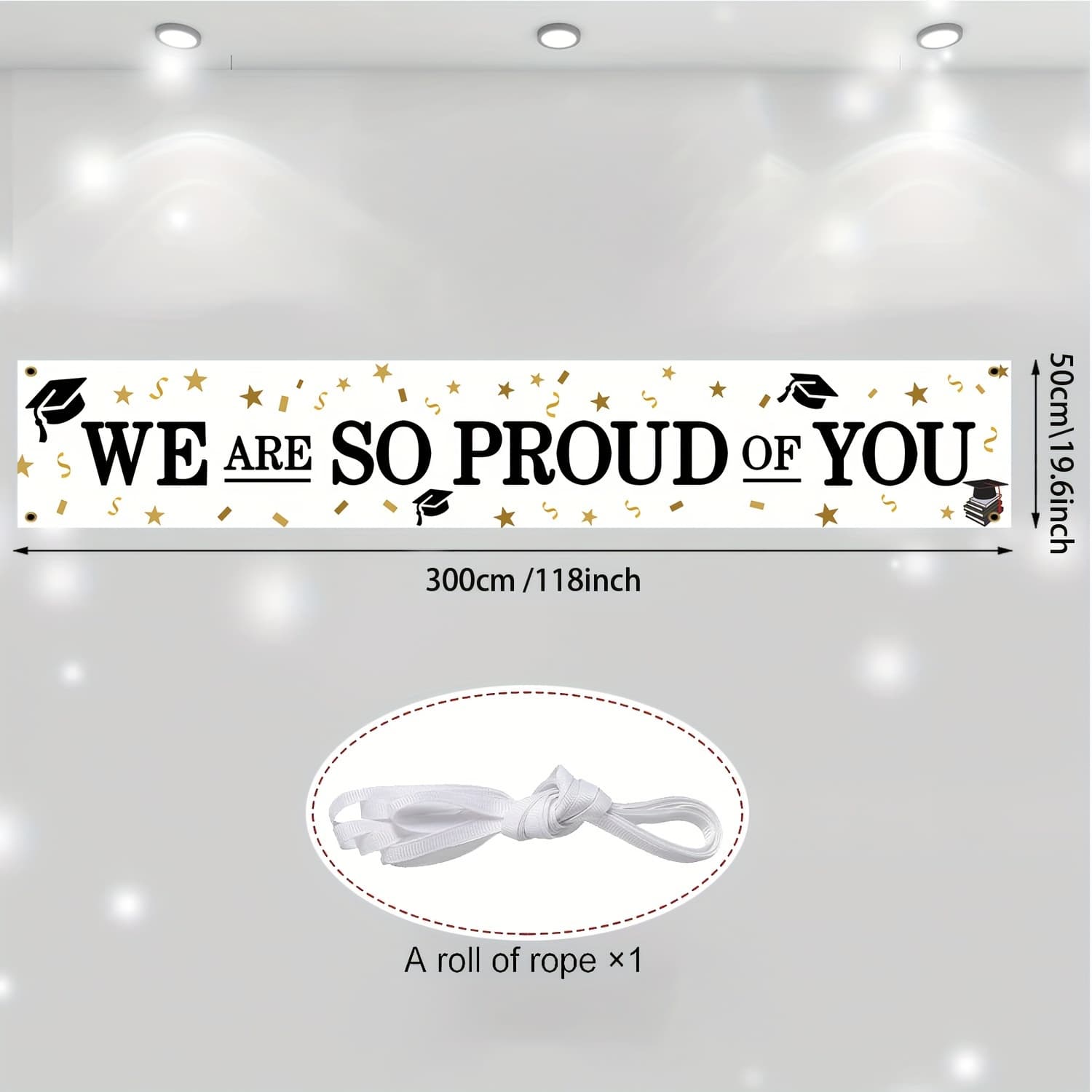 TEMU Large 2025 Graduation Banner - Of You Congrats Banner Suitable For Graduation Party Decorations, Indoor/outdoor Decoration With Black White Golden Colors, Entrance Display For 2025 Grads
