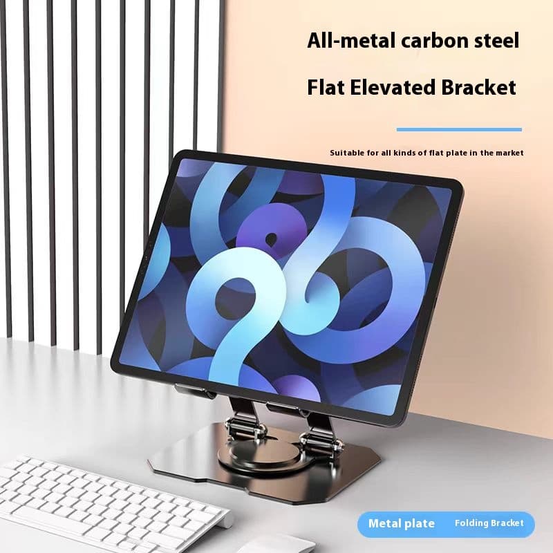 TEMU Adjustable Metal Tablet Stand - Rotating, Folding, Desktop Holder For Ipad & Phone, Sturdy Iron Construction, , & Note-taking, Tablet Holder Stand