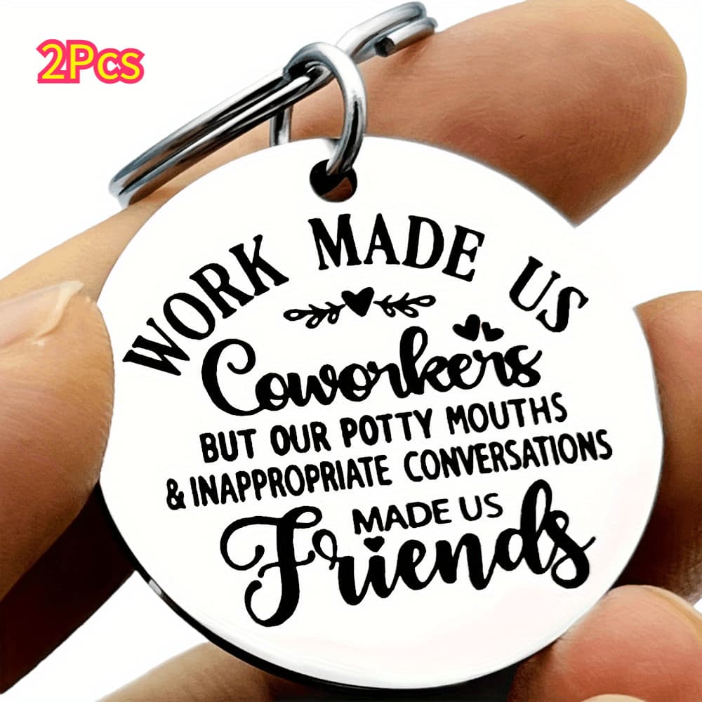 TEMU Set Of 2 Stainless Steel Keychains To Show Appreciation For Colleagues, Perfect For Retirement For Men