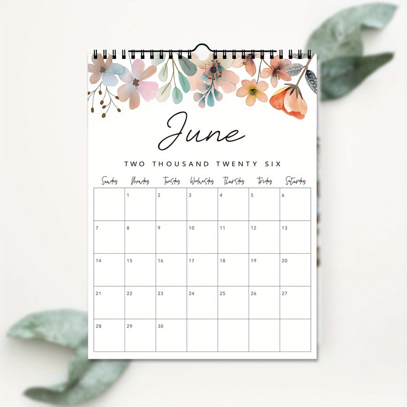 TEMU To December 2026, An 11x8.27 Inch Wall Calendar, Floral Planning Calendar, Minimalist Coil Calendar With , Suitable For Note-taking, Suitable For Schools, Offices And Homes