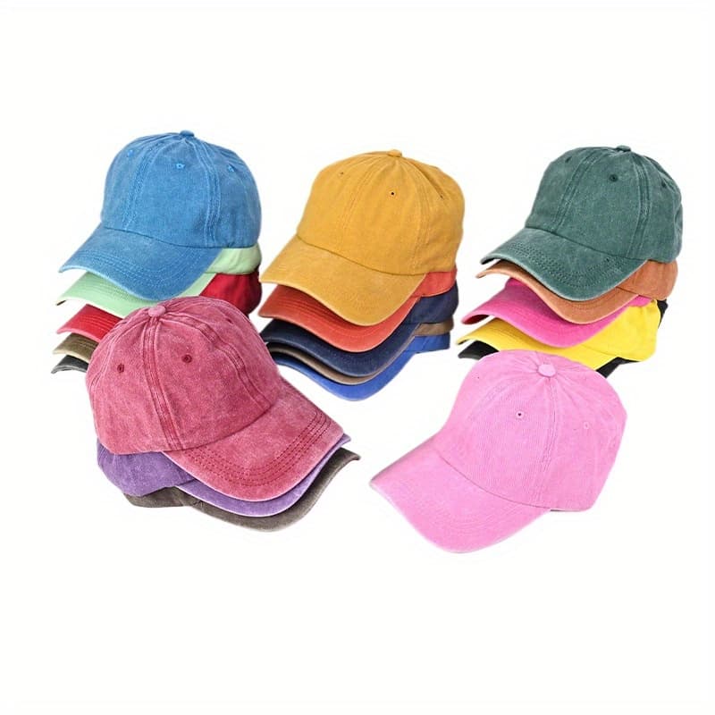TEMU 12 Pack Random Color Washed Plain Baseball , Retro Adjustable Dad Hats For Men And Women