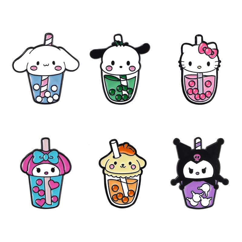TEMU Set Of 6 For -themed Enamel Pins Featuring Adorable Characters Like Cinnamoroll, , Hello Kitty, Pom Pom , And Kuromi. Alloy Drip-oil Additions Are Perfect For Clothing, Bags, And Hats