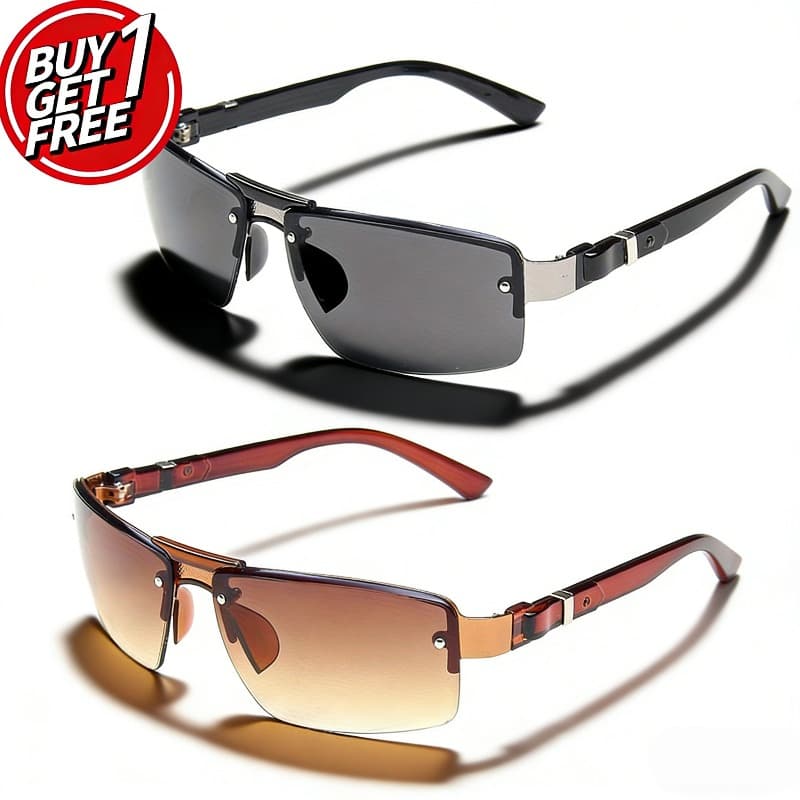 TEMU Of New Metal-frame Fashion Glasses: Sporty Double-bridge Fashion Glasses, Windproof And Sun-blocking Fashion Glasses