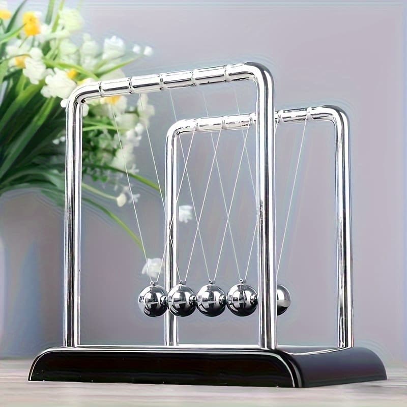 TEMU Modern Minimalist Elegant 5 Ball Cradle Durable Metal Frame No Electricity Required Office Desk Accessory Indoor Outdoor Living Room Study Decor Long Lasting Dynamic Sculpture