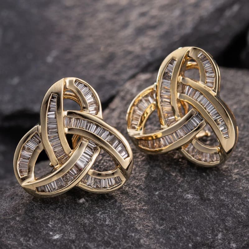 TEMU 1 Pairs Fashion Inlay Shiny Synthetic Zirconia Celtic Knot Stud Earring For Women Women Daily Party Holiday Earrings Jewelry Valentine's Day Gift