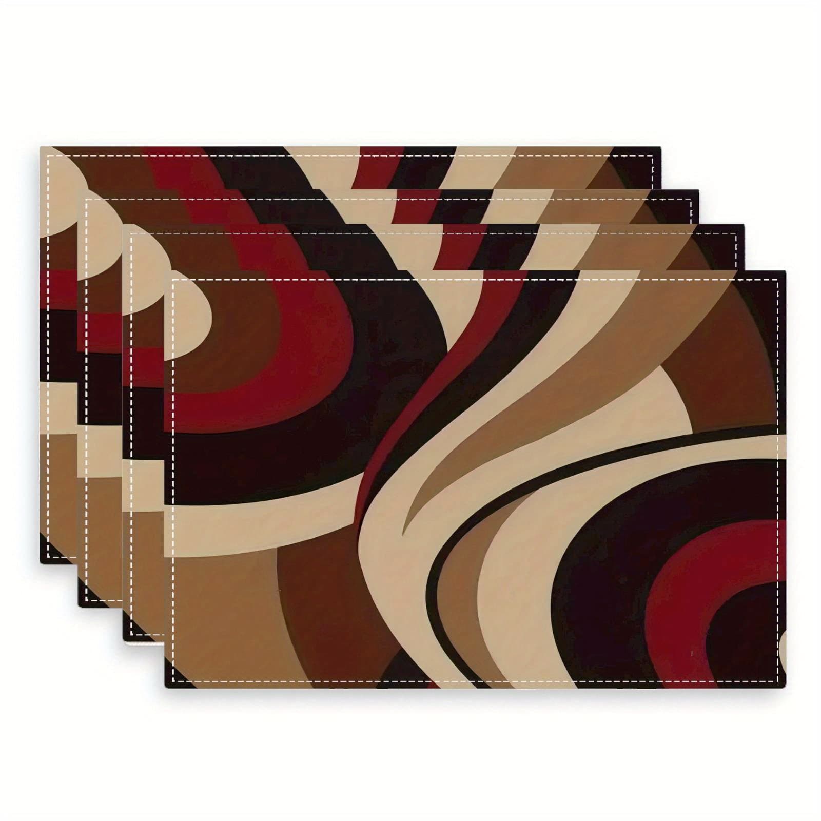 TEMU 4pcs/1set Linen Placemats, Abstract Art Design Placemats, Table Decor, Home Decor, Party Catering Decor, Holiday Placemats, 12x18inch Placemats